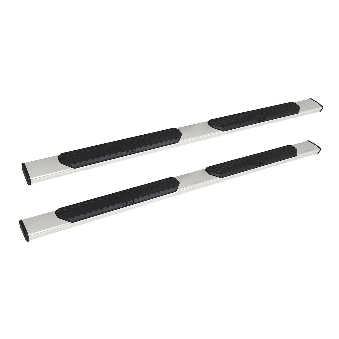 28-51270 – WESTIN Nerf Bar, With Step Pads 5 Inch Rectangular Straight Polished Stainless Steel With Black End Caps R...